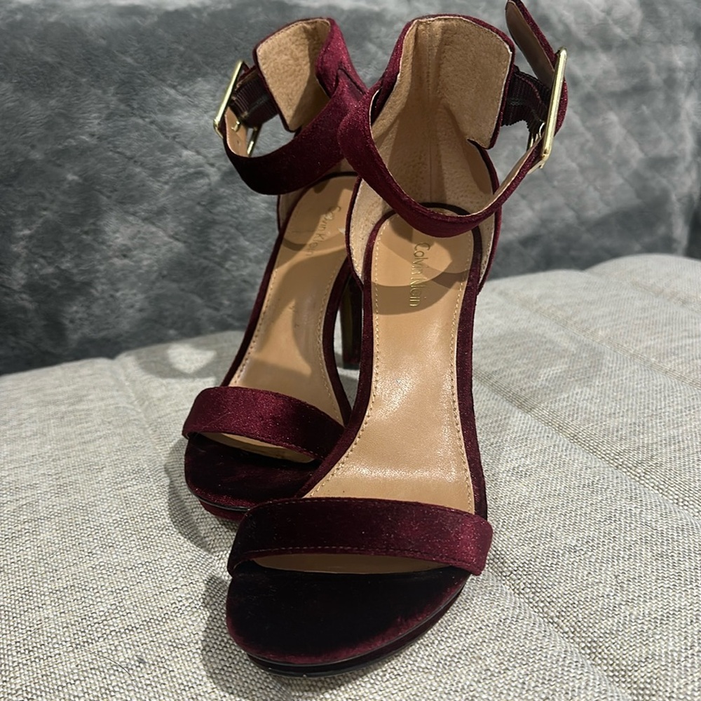 Burgundy Velvet Heels